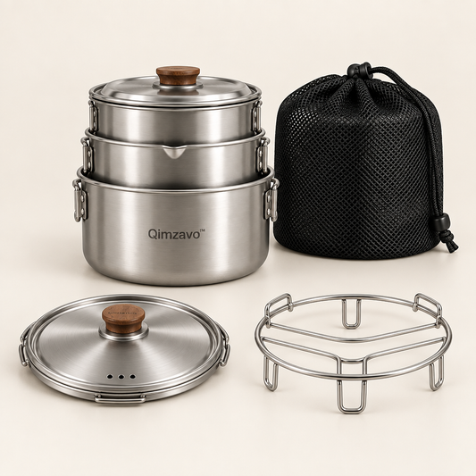 Qimzavo™ Stainless Steel Portable Camp Cookware Set product image 01