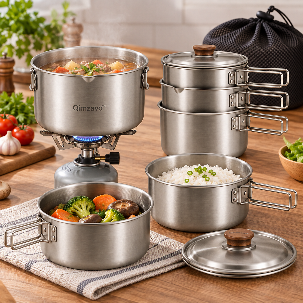 Qimzavo™ Stainless Steel Portable Camp Cookware Set product image 04