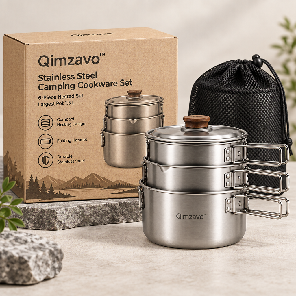 Qimzavo™ Stainless Steel Portable Camp Cookware Set product image 06